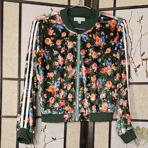 36 Point 5 Green Bomber Jacket with Sporty Stripes - Picture 1 of 4